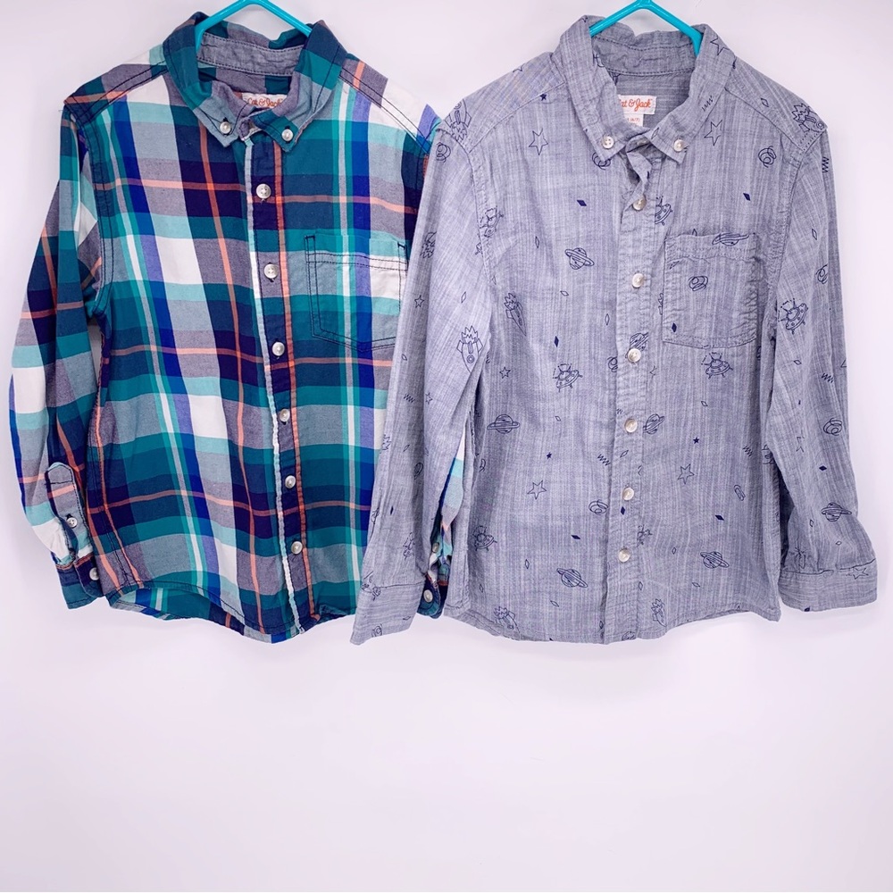 Cat & Jack Long Sleeve Collared Button Down Shirt Bundle Size Small 6/7
